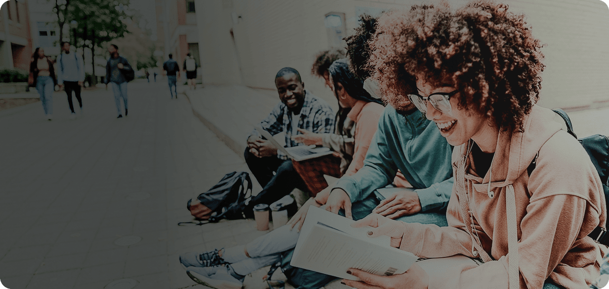 Students studying together outdoors