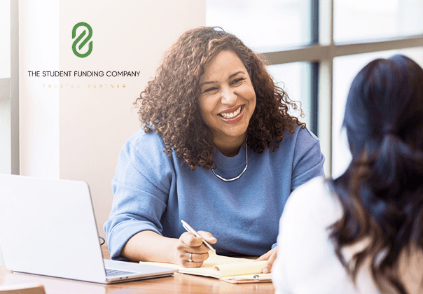 The Student Funding Company advisor talking with a student