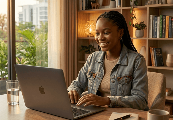 Student checking tuition fees online